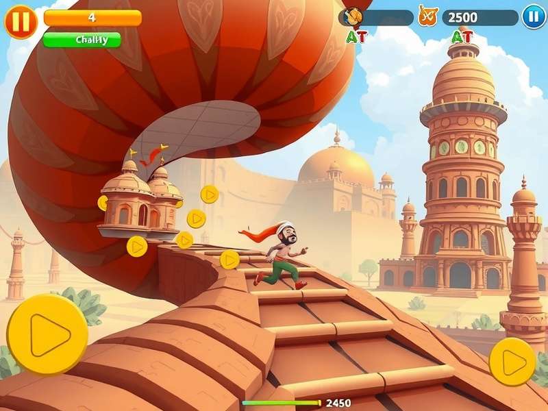 India Helix Run gameplay screenshot showing character running through helix tower with Indian cultural elements